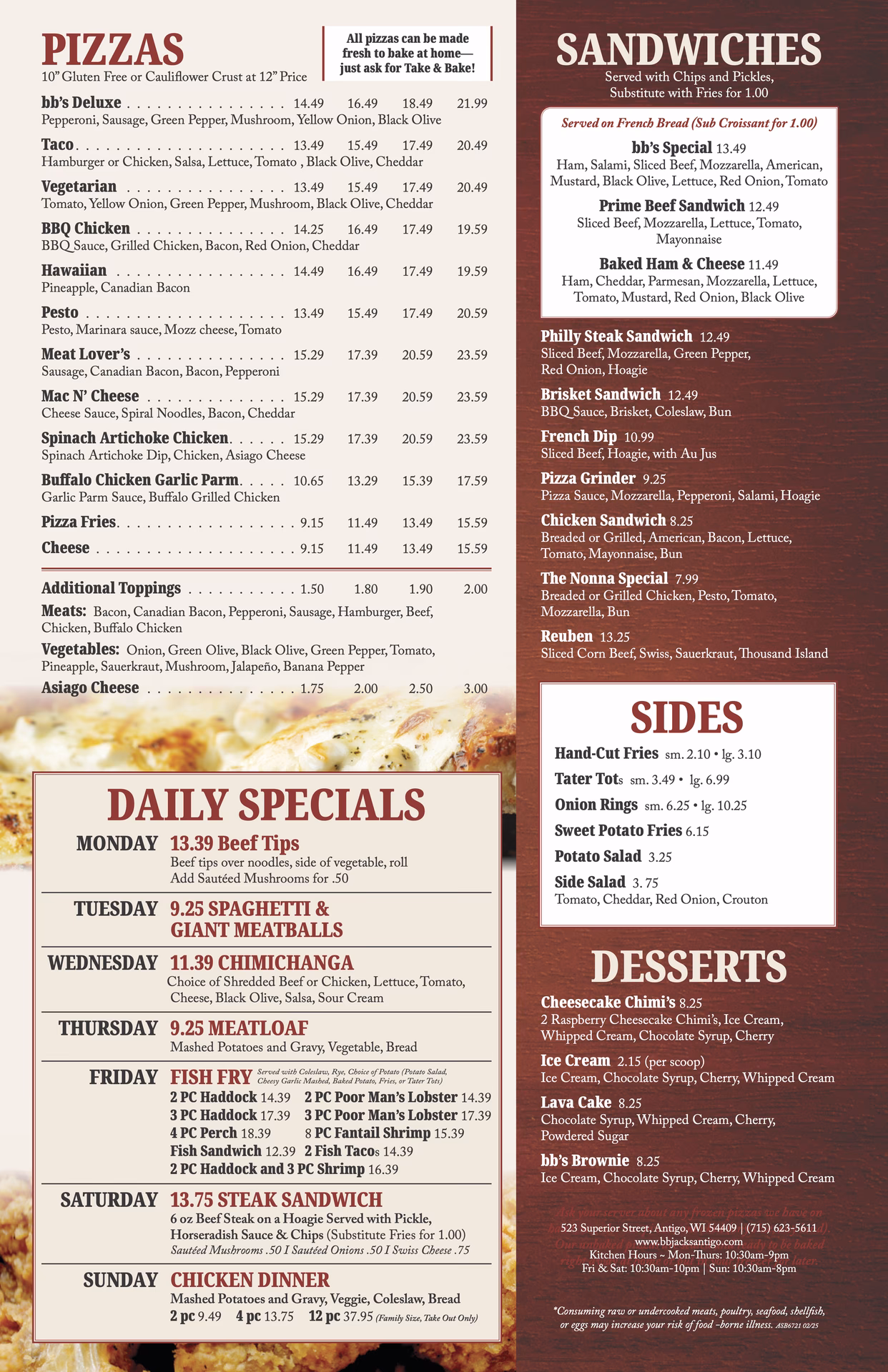 What makes Antigo's famous pizza special?