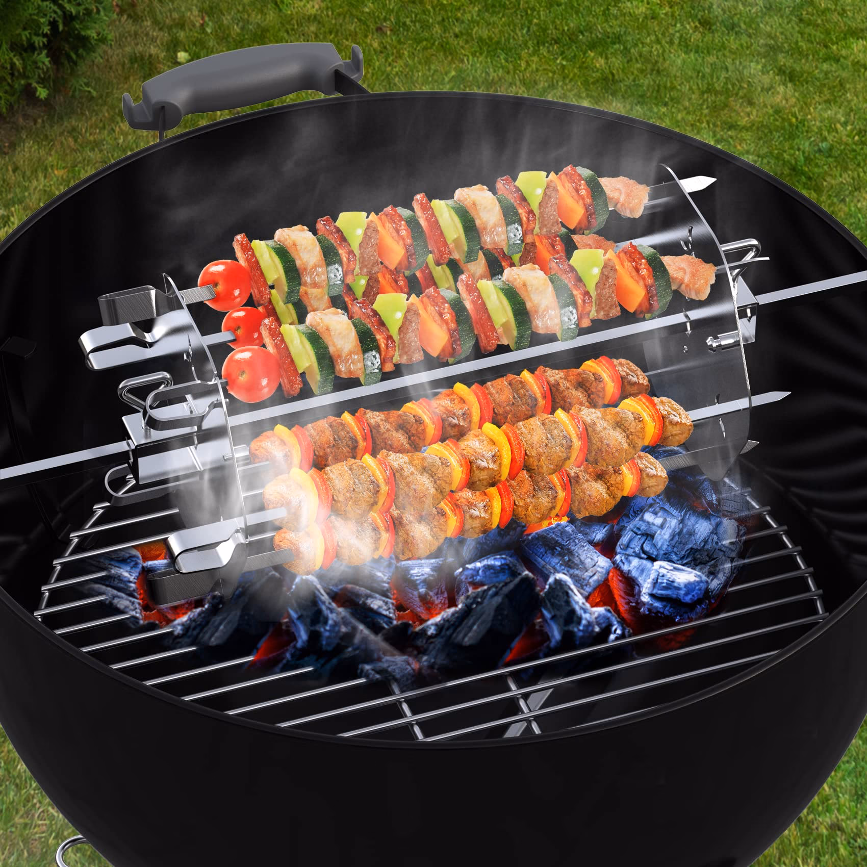 How do you use a rotisserie skewer set?