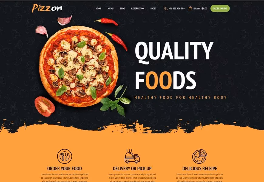 What are the best free WordPress themes for pizza restaurants?