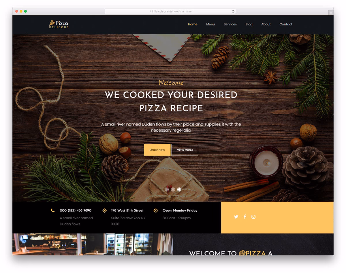 What is a free pizza website template?