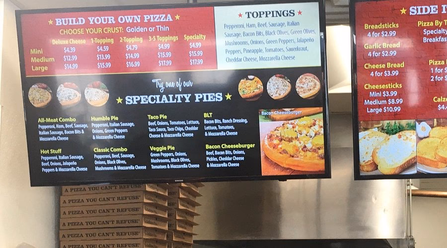 Does Caseys pizza have a high calorie menu?