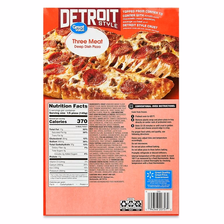 How many calories are in a Pizza Hut Detroit style pizza?