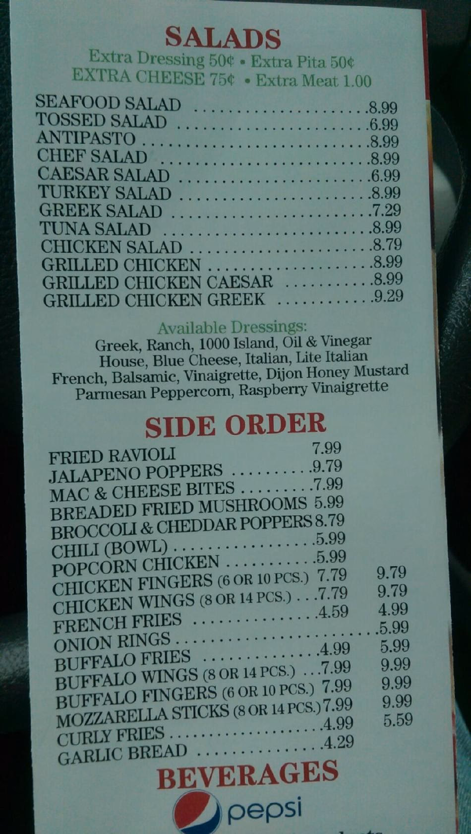 Does Dina's pizza have a calzone?