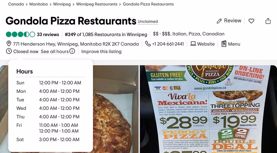 Who is gondola pizza?