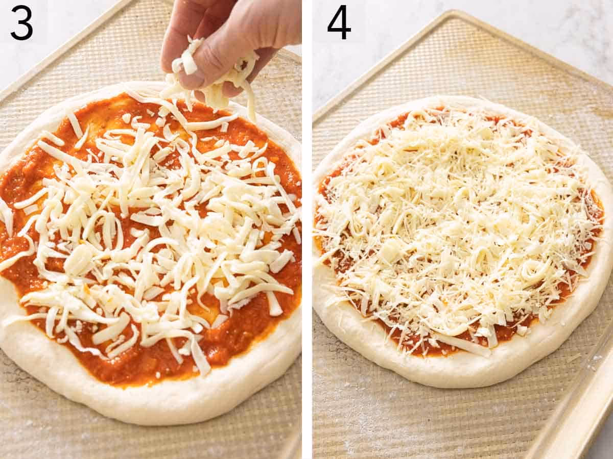 What type of cheese is commonly used on pizzas?