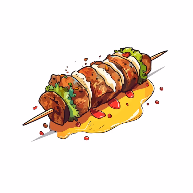 How many vectors are there for a cartoon kebab?