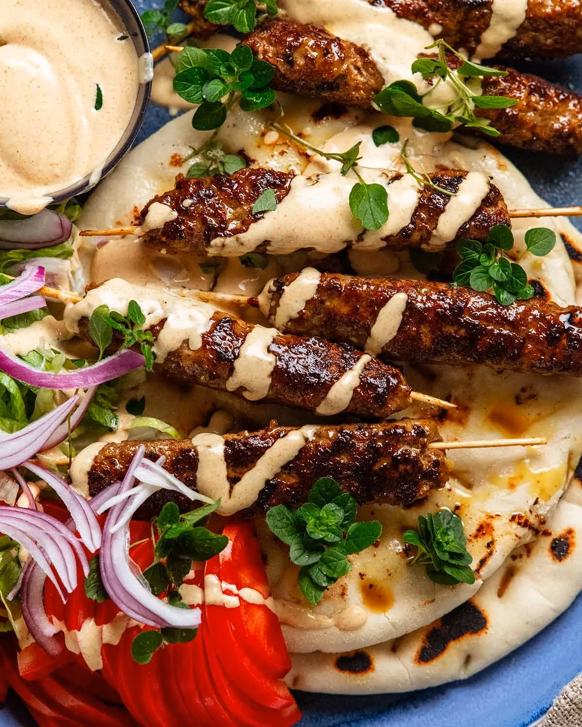 What are lamb kofta kebabs made of?