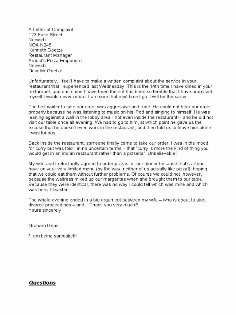 When should you write a formal complaint letter?