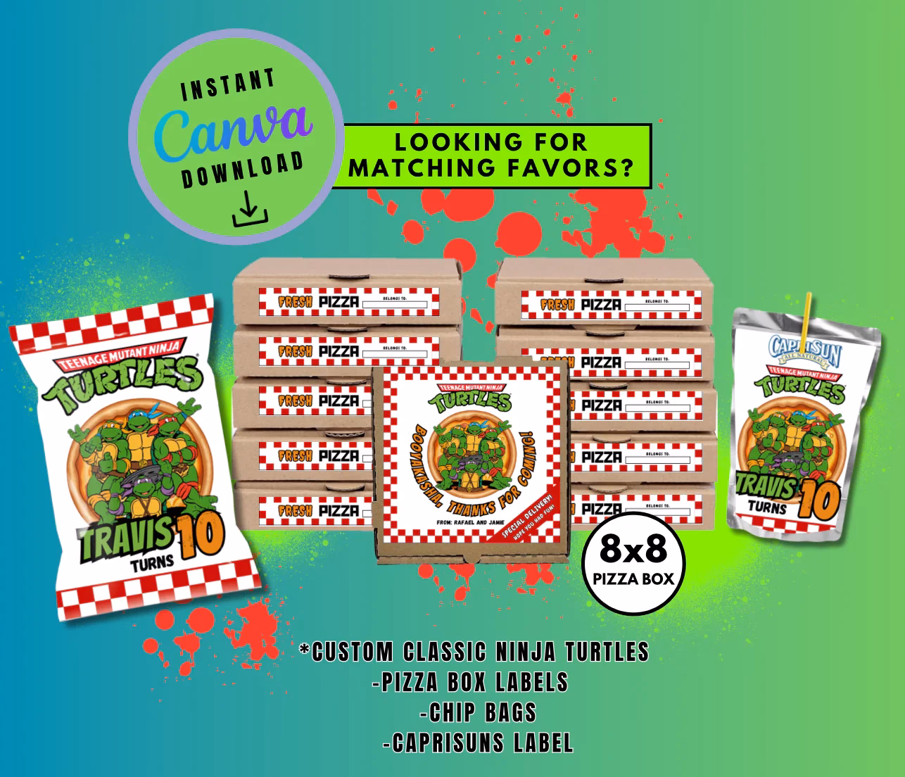 What size is a retro pizza box?