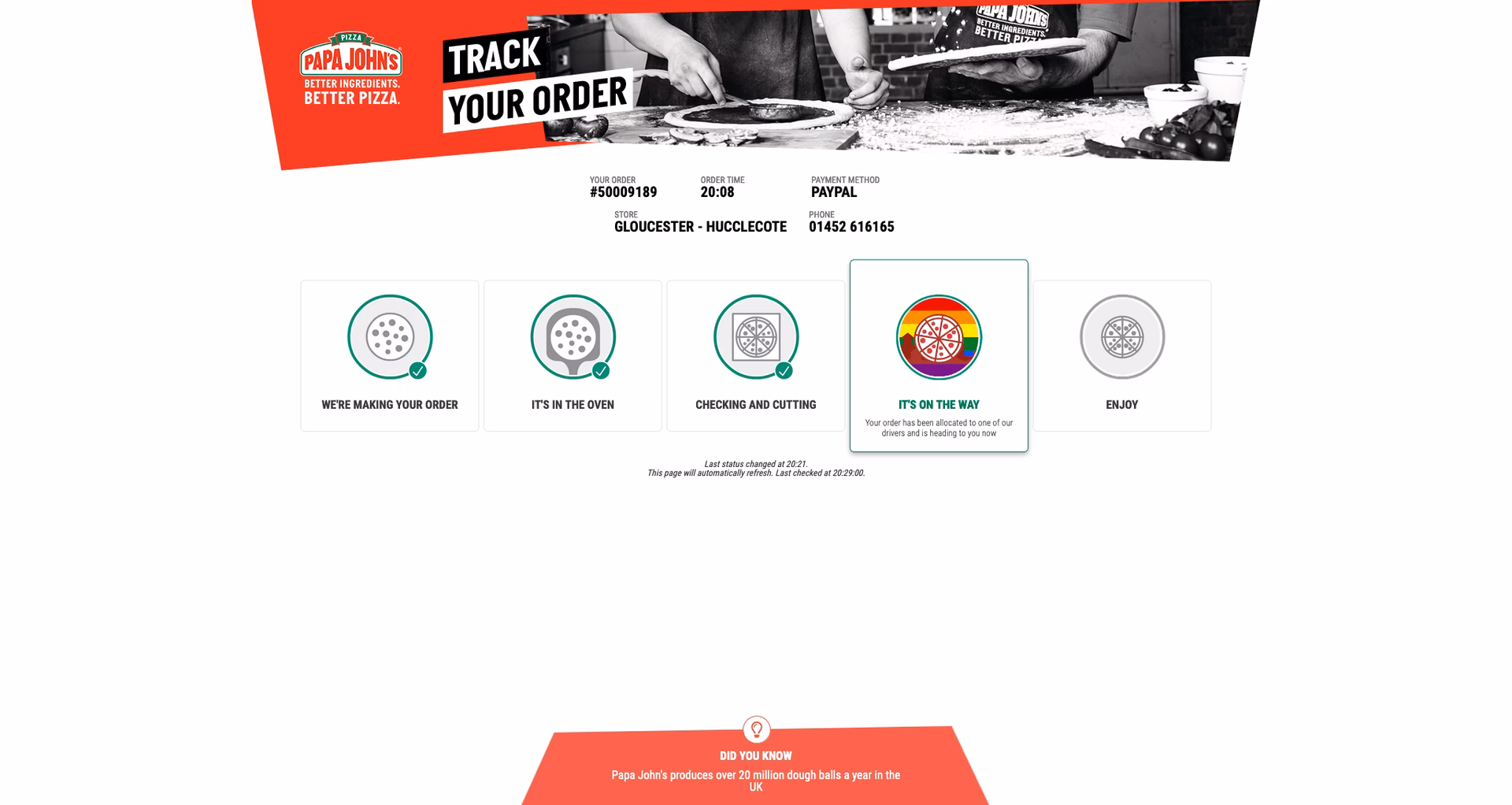 How does Papa Johns pizza app work?