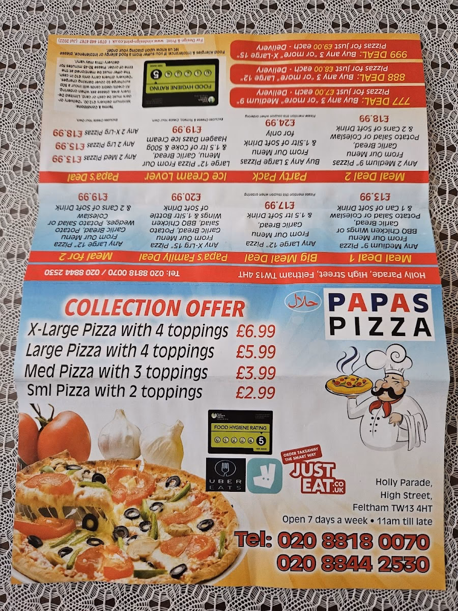 Where is Papas pizza in Feltham?