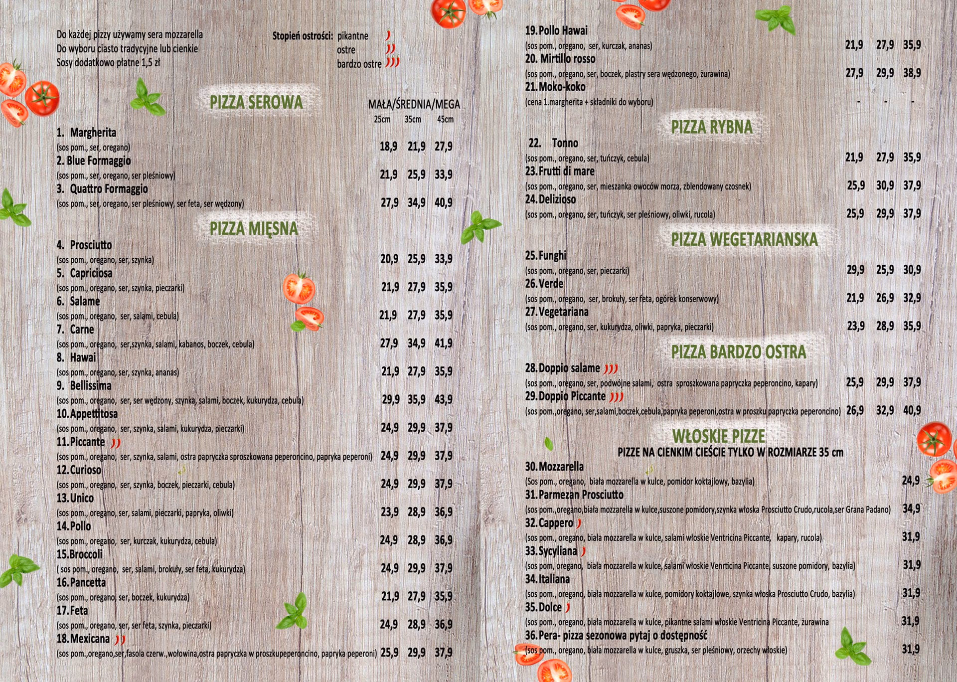 How much does a Bellissima pizza cost?