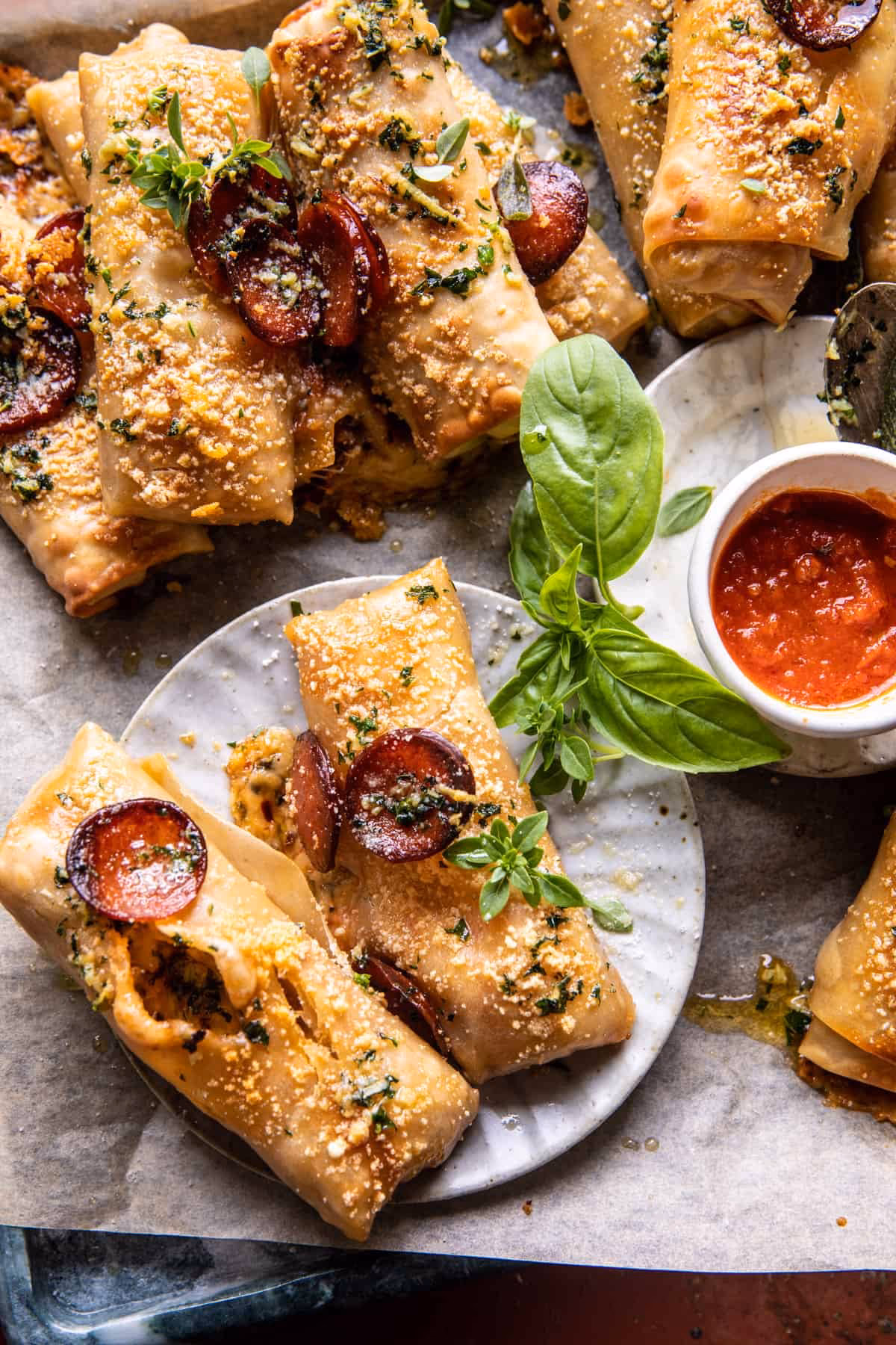 What do you eat with pizza & egg rolls?