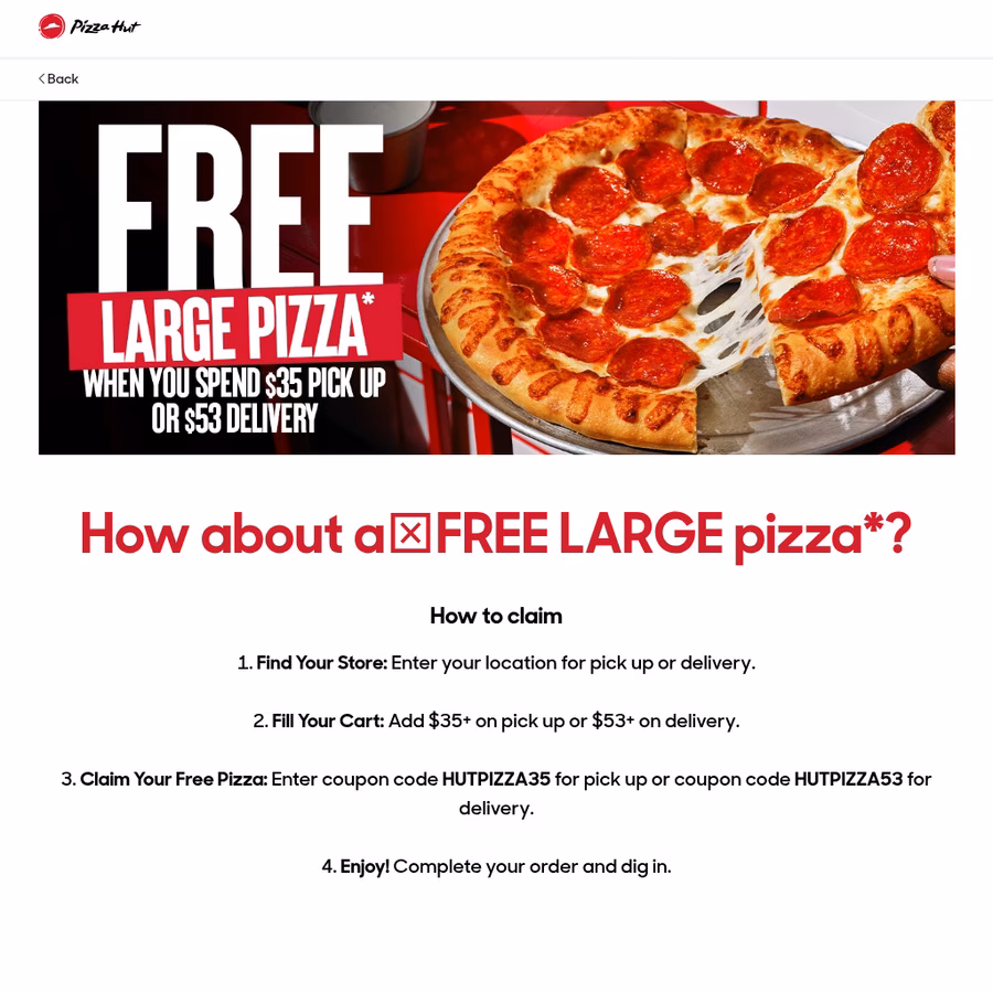 How do I use a Pizza Hut code in Australia?