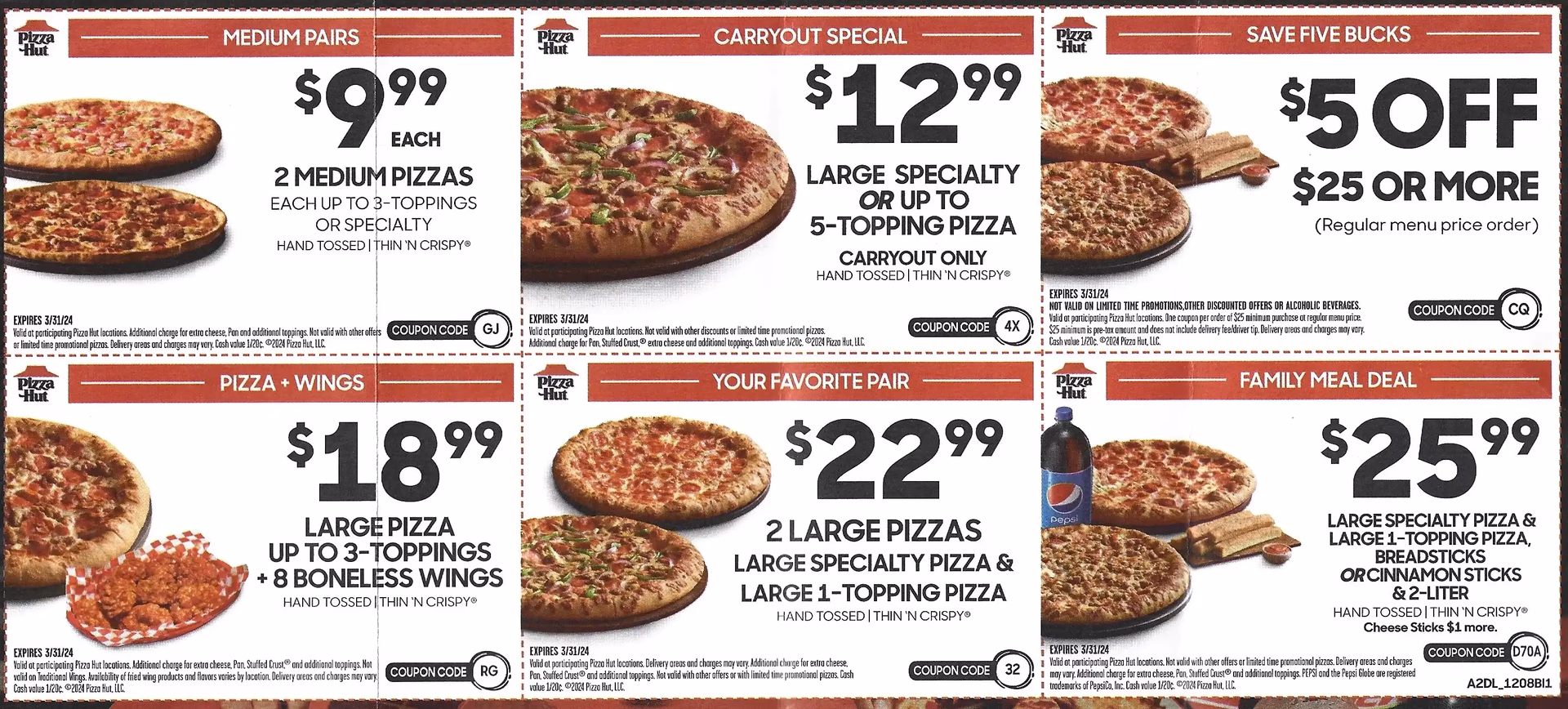 Does Pizza Hut have a takeout menu?