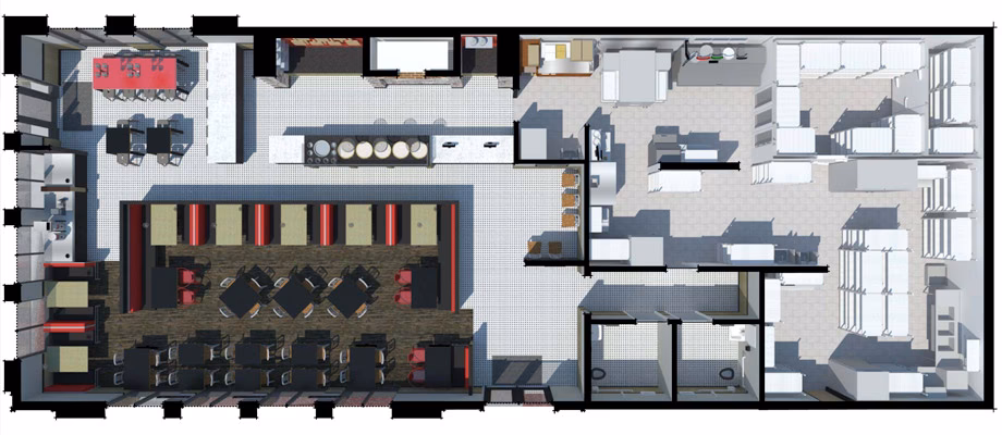 What is a pizza shop layout in AutoCAD?