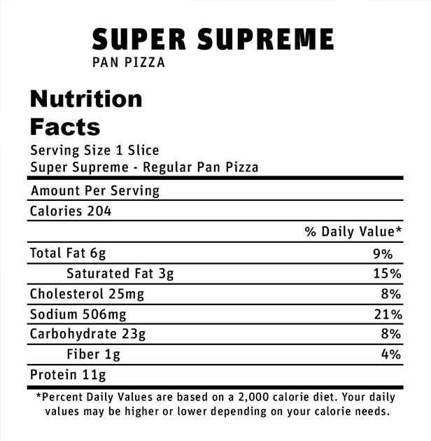 How many calories are in a Supreme pan pizza?