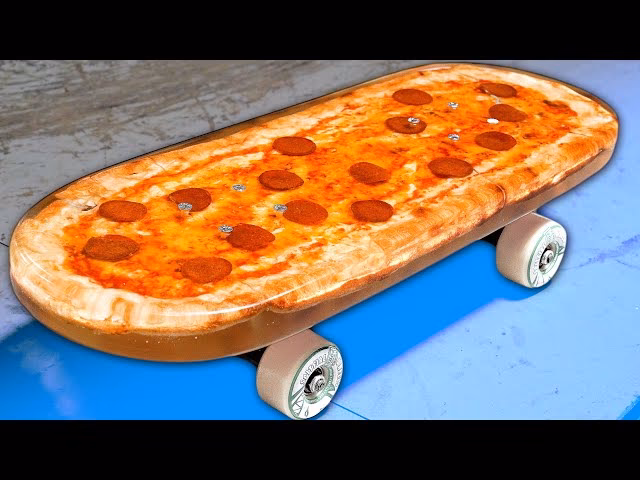 What is a pizza-themed skateboard deck?