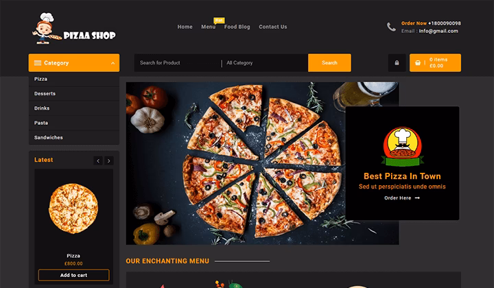 What should a pizza shop website template include?