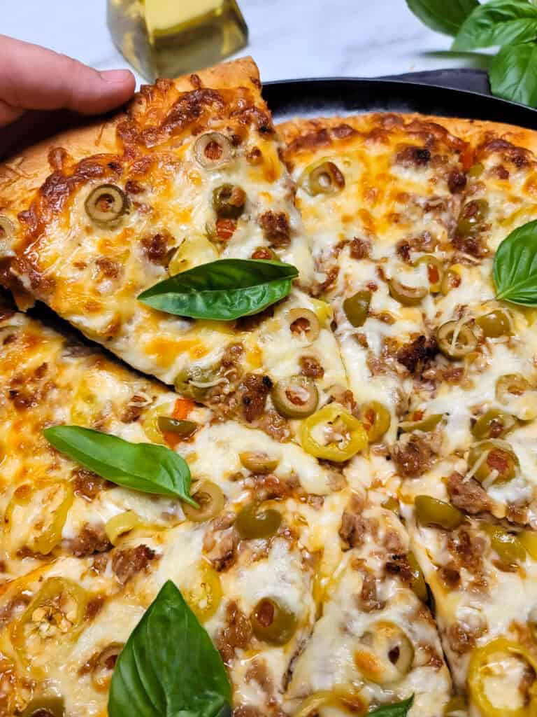 How long do you cook grape & sausage pizza?