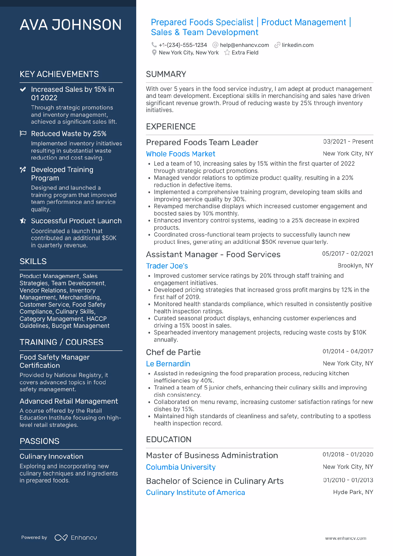 What is a good example of a CV?