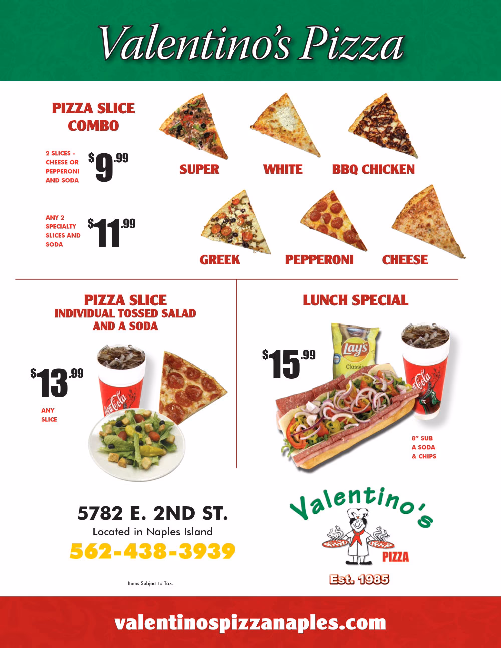 Does Valentino's have pizza?